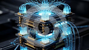 Futuristic Quantum Computing Processor with Fiber Optics