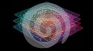 Futuristic quantum computing structure visualization