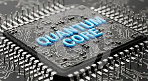 Futuristic quantum core processor chip technology advanced computing digital transformation concepts