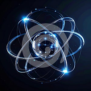Futuristic Quantum Physics Atom Model Illustration