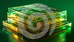 Futuristic Quantum Processor Chip Stack