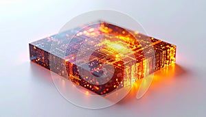 Glowing Quantum Processor Core on White Background