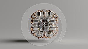 Futuristic Quantum Processor Unit with Copper Pipes