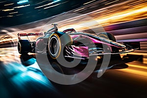 Futuristic Racing: Abstract Speeding Cars on Neon-lit Track