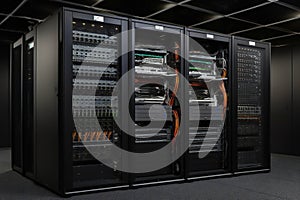 Futuristic Rackmount LED Console in High-Tech Data Centre (AI Generated)