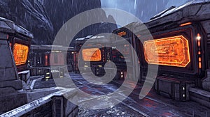 Futuristic Rain Swept Outpost photo