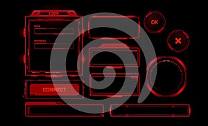 Futuristic red interface elements