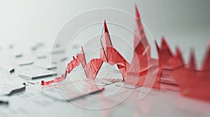 Futuristic Red Peaks in Abstract Data Visualization