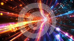 Futuristic Rendering of Lithium Niobate Waveguide with Light Effects