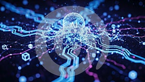 A futuristic representation of artificial intelligence and data