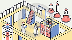 Futuristic Research Lab: Scientists Conduct Experiments in Advanced Facility, vector design Generative AI