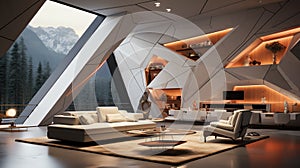 Futuristic residential complex with moving walls and robot-assisted amenities photo