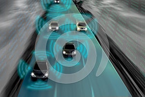 Futuristic road of genius for intelligent self driving cars, Art photo