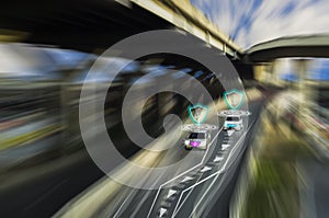 Cesty z génius inteligentní já řízení auta umělý systém detekce objekty měnící se špatně pruhy 