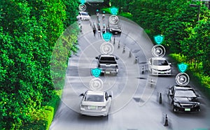 Futuristic road of genius for intelligent self driving cars,Artificial Intelligence system,Detecting objects,changing wrong lanes