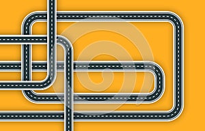 Futuristic road map background. GPS navigation banner. Winding road infographic template. Road trip and Journey route. EPS 10