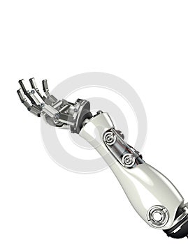 Futuristic robot arm with hand gesture