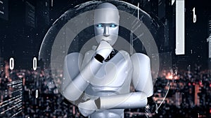 Futuristic robot artificial intelligence huminoid AI programming coding