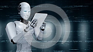 Futuristic robot artificial intelligence huminoid AI programming coding