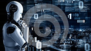 Futuristic robot artificial intelligence huminoid AI programming coding