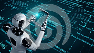 Futuristic robot artificial intelligence huminoid AI programming coding