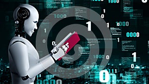 Futuristic robot artificial intelligence huminoid AI programming coding