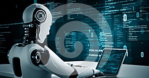 Futuristic robot artificial intelligence huminoid AI programming coding
