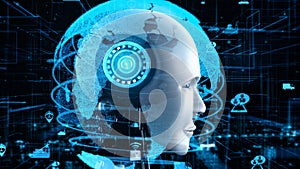 Futuristic robot artificial intelligence huminoid AI transportation analytic