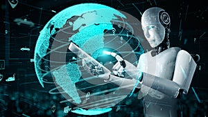 Futuristic robot artificial intelligence huminoid AI transportation analytic