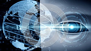 Futuristic robot artificial intelligence huminoid AI transportation analytic