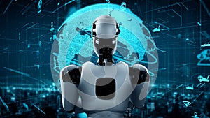 Futuristic robot artificial intelligence huminoid AI transportation analytic