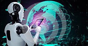 Futuristic robot artificial intelligence huminoid AI transportation analytic