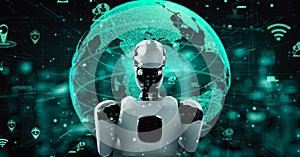 Futuristic robot artificial intelligence huminoid AI transportation analytic