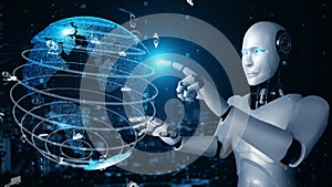 Futuristic robot artificial intelligence huminoid AI transportation analytic