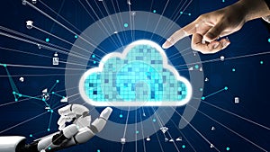 Futuristic robot artificial intelligence revolutionary AI technology concept