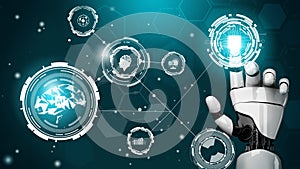 Futuristic robot artificial intelligence revolutionary AI technology concept