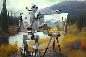 Futuristic Robot artist
