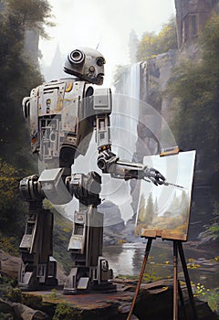 Futuristic Robot artist