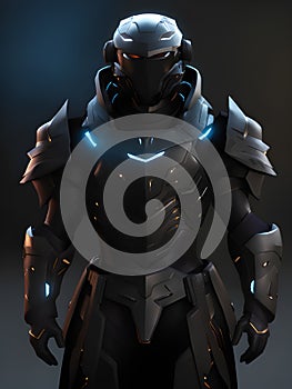 futuristic robot in black armor