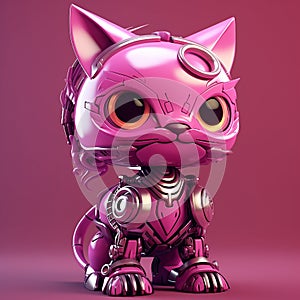 A futuristic robot cat with metallic design. photo