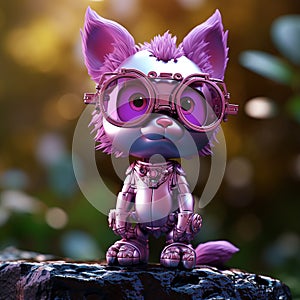 A futuristic robot cat with metallic design. photo