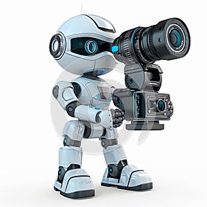 futuristic robot with cine camera, human replacement, generative AI