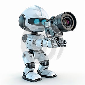 futuristic robot with cine camera, human replacement, generative AI