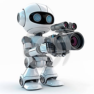 futuristic robot with cine camera, human replacement, generative AI