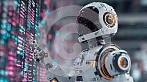 Futuristic Robot Coding and Data Processing with Advanced AI in a High-Tech Digital Environment