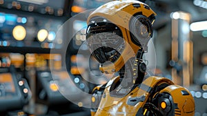 Futuristic robot in control room - generative ai