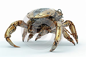 Ai Generative Futuristic robot crab isolated on white background. 3d rendering