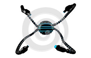 Futuristic robot dron with tentacles. photo