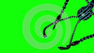 Futuristic robot dron with tentacles. Future concept. Animation. Green screen