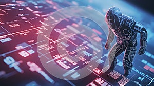 Futuristic robot exploring data